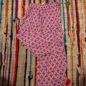 Multicolored gauze wide leg pants